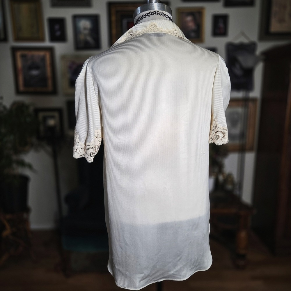 Vintage 60s Christian Dior Cream Lingerie Vintage Style Lace Blouse Trim - Picture 4 of 8